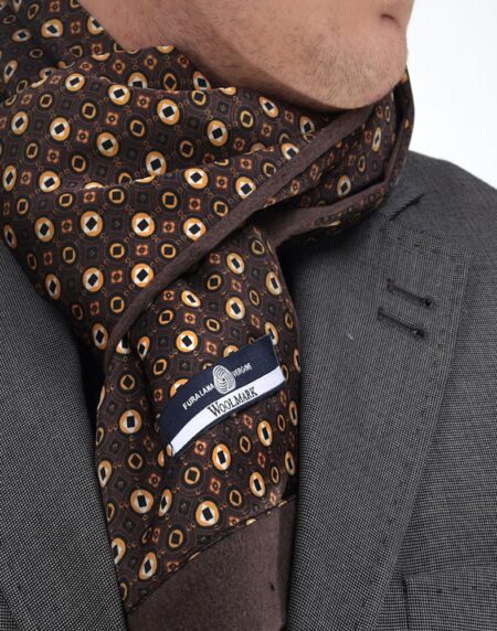 Unisex Brown Champagne Soft Fashion Dress Scarves for Winter Made of Silk Blend - Amedeo Exclusive