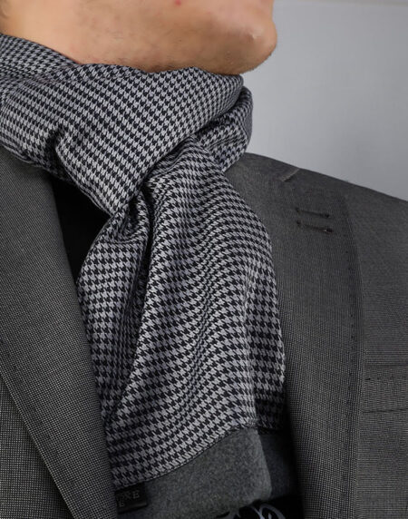 Unisex Houndstooth Soft Fashion Dress Scarves for Winter Made of Silk Blend - Amedeo Exclusive