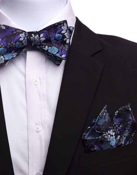Men's Silk Purple Black Blue Bow Tie - Amedeo Exclusive