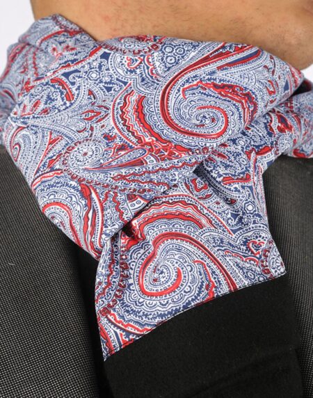 Unisex Red Grey paisley Soft Fashion Dress Scarves for Winter Made of Silk Blend - Amedeo Exclusive