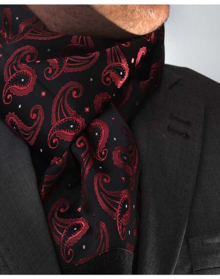 Unisex Red Black Soft Fashion Dress Scarves for Winter Made of Silk Blend - Amedeo Exclusive