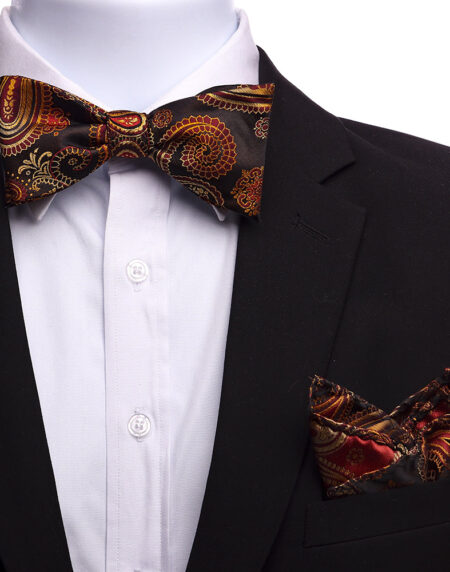 Men's Orange & Brown Silk Self Bow Tie - Amedeo Exclusive