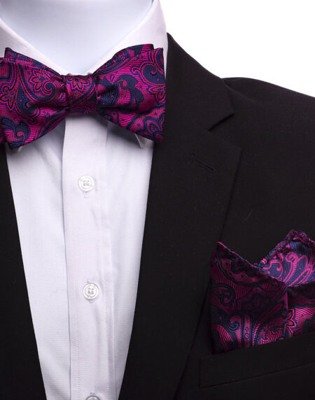 Men's Paisley Silk Self Bow Tie - Amedeo Exclusive