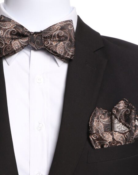 Men's Multi Brown Swirls Soft Silk Self Bow Tie - Amedeo Exclusive