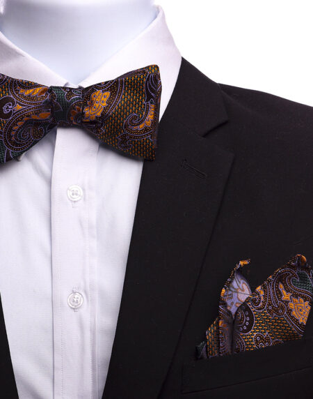 Men's Bronze Brown & Green Self Bow Tie - Amedeo Exclusive