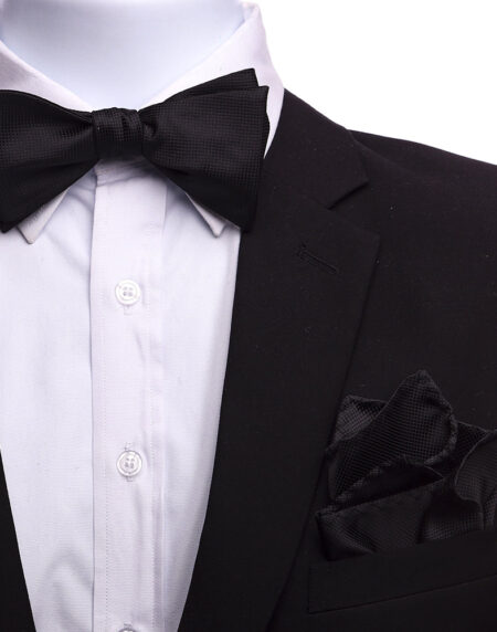 Men's Black Silk Self Bow Tie - Amedeo Exclusive