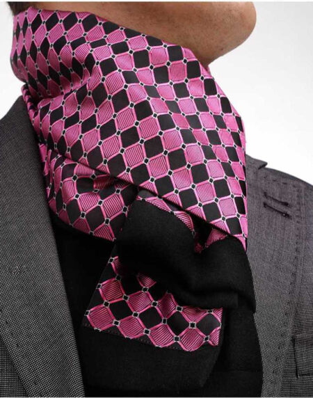 Unisex Pink Black Soft Fashion Dress Scarves for Winter Made of Silk Blend - Amedeo Exclusive