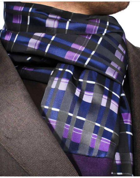 Unisex Silk & Suede Soft Long Fashion Checker Scarf - Amedeo Exclusive