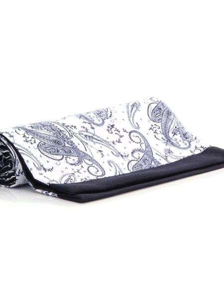 Black White Paisley Mens Silk Scarf - Designer neck scarf for winters - Amedeo Exclusive