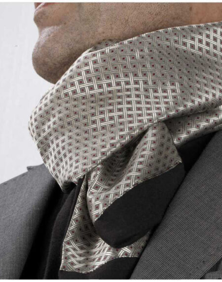 Elegant Metallic Cream Mens Silk Scarf - Designer neck scarf for winters - Amedeo Exclusive