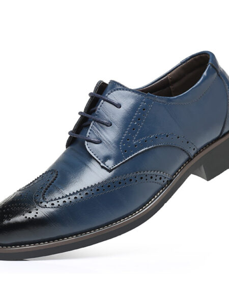 Men's Comfortable Walking Modern Leather Lace Up Oxford Dress Casual Shoes Blue - Amedeo Exclusive