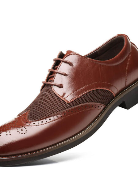 men's comfortable walking modern Leather Lace up Oxford dress casual shoes Brown - Amedeo Exclusive