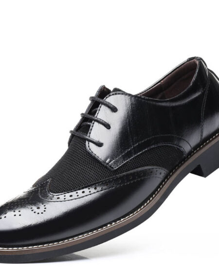 Men's Comfortable Walking Modern Leather Lace Up Oxford Dress Casual Shoes Black - Amedeo Exclusive