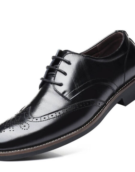 Men's Comfortable Walking Modern Leather Lace Up Oxford Dress Casual Shoes Black - Amedeo Exclusive