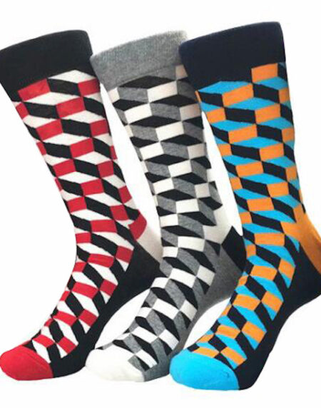 Men's Slack Printed Elastic Colorful Sock Assorted Bundle 3pk Multicolor - Amedeo Exclusive