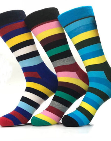 Men's Stripes Colorful Socks Assorted Bundle 3pk Multicolor - Amedeo Exclusive
