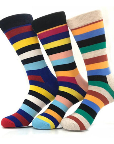 Men's Stripes Colorful Socks Assorted Bundle 3pk - Amedeo Exclusive