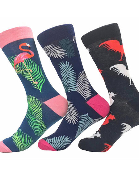 Men's Leaf Printed 3pk Assorted Bundle Colorful Socks - Amedeo Exclusive