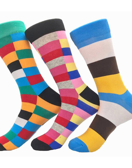Men's Stripe Color 3pk Assorted Bundle Colorful Socks - Amedeo Exclusive