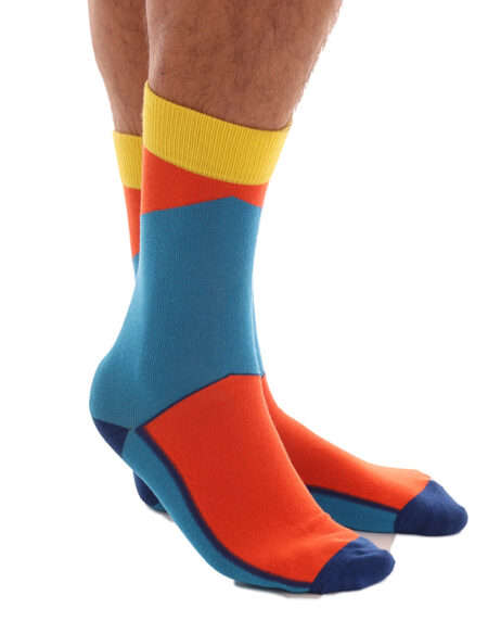 Men's Soft Yellow Orange Blue Socks - Amedeo Exclusive