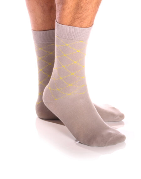 Men's Colorful Grey with Green Crosses Socks - Amedeo Exclusive