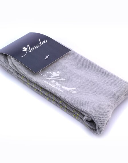 Amedeo Grey Light Yellow Lines Soft Socks For Men - Amedeo Exclusive
