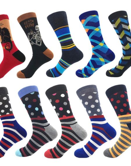 Amedoe Men's Colorful Stripes With Multiple Desgin 10 Pack Assorted Bundle Socks - Amedeo Exclusive