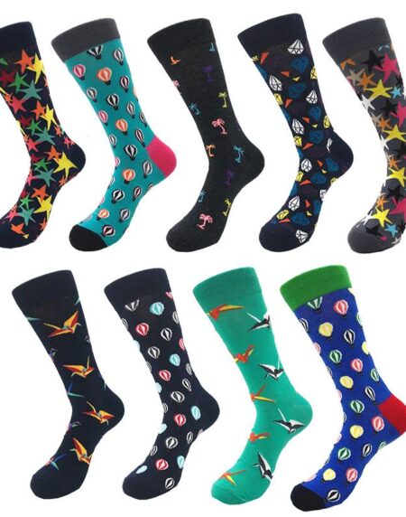 Amedoe Men's Colorful Star Diamond Baloon Art Desgin 10 Pack Assorted Bundle Socks - Amedeo Exclusive