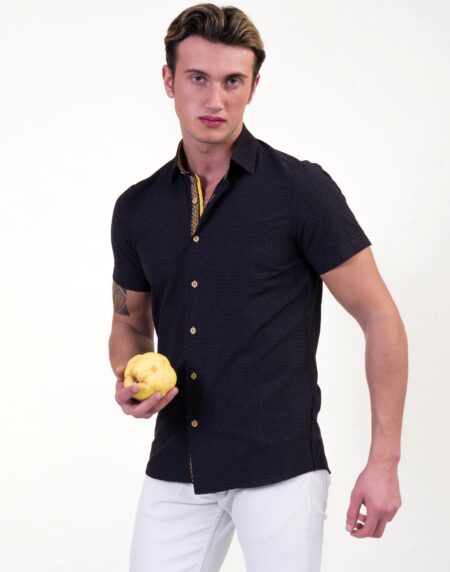 blue dress for baby girl Men's Black Gold Dress Shirt with Contrast Collar for Casual M main image 1