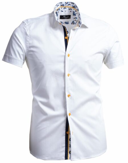 Amedeo Men's Short Sleeve Button up White Shirt - Amedeo Exclusive