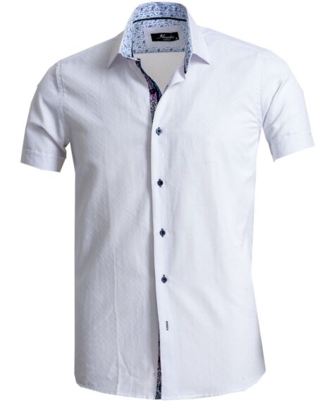 Men's Button down Tailor Fit Soft 100% Cotton Short Sleeve Dress Shirt Solid White casual And Formal - Amedeo Exclusive