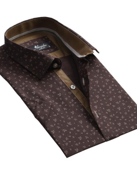 Men's Button Down Short Sleeve Shirt Men's Tailor Fit Cotton Dress Shirts - Amedeo Exclusive