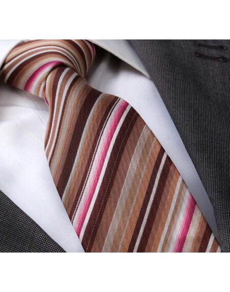 Multi Color Stripes Mens Designer Silk Necktie with Gift Box - Premium Quality made in Europe - Amedeo Exclusive