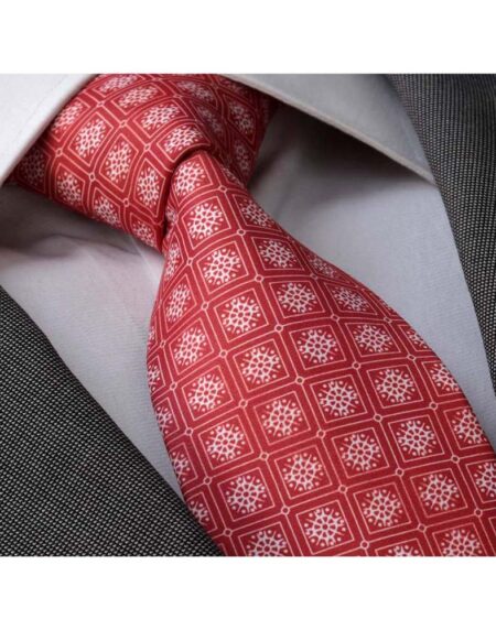 Red White Mens Designer Silk Necktie with Gift Box - Premium Quality made in Europe - Amedeo Exclusive