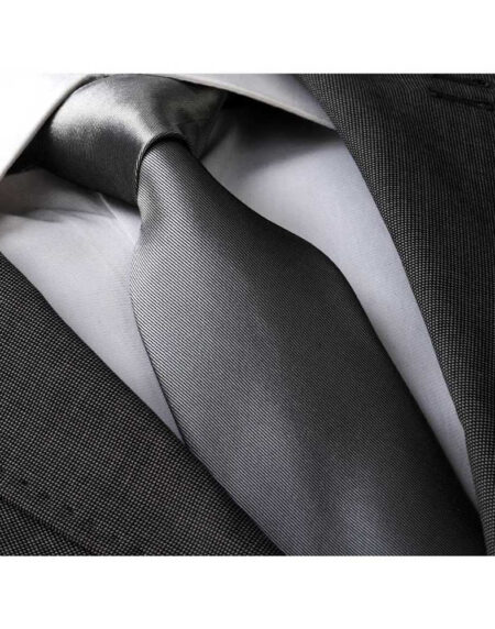 Solid Gray Mens Designer Silk Necktie with Gift Box - Premium Quality made in Europe - Amedeo Exclusive