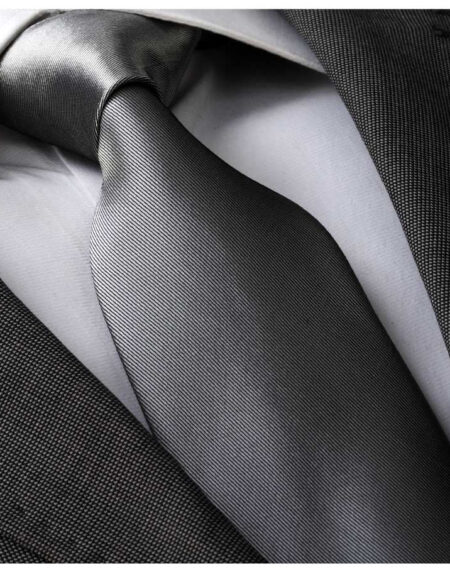 Men's Fashion Dark Grey Silk Neck Tie With Gift Box - Amedeo Exclusive