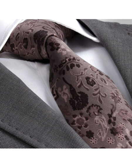 Men's jacquard Brown Paisley Premium Neck Tie With Gift Box - Amedeo Exclusive