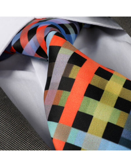 Men's jacquard Multi Check Premium Neck Tie With Gift Box - Amedeo Exclusive