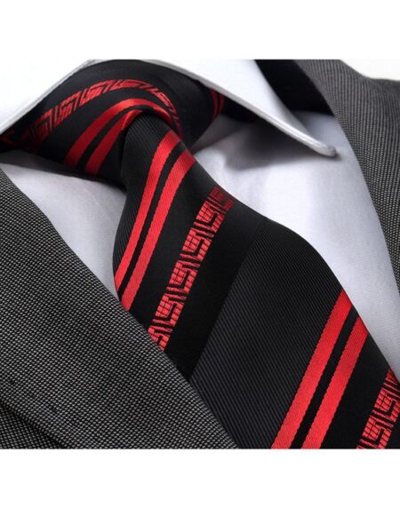 Brown Black Mens Designer Silk Necktie with Gift Box - Premium Quality made in Europe - Amedeo Exclusive