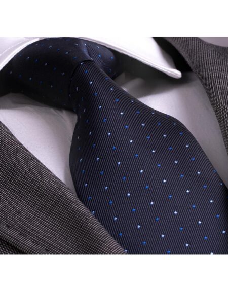 Amedeo Exclusive Men' s Fashion Blue Red Dots Silk Neck Tie With Gift Box - Amedeo Exclusive