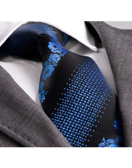 Men's Fashion Black Blue Snake Skin Tie Silk Neck Tie Gift Box - Amedeo Exclusive