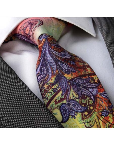 Men's jacquard Blue Parrot Paisley Premium Neck Tie With Gift Box - Amedeo Exclusive