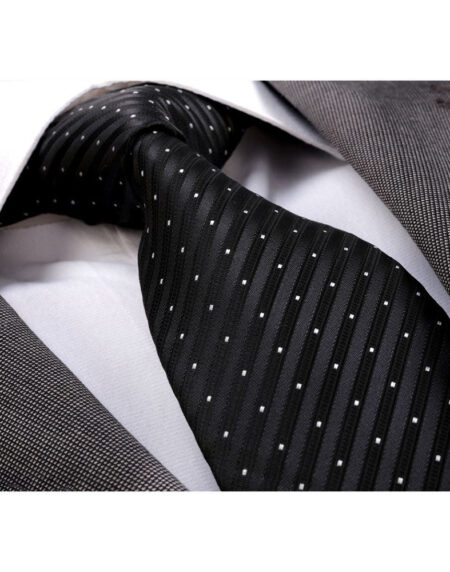 Men's jacquard Black White Premium Neck Tie With Gift Box - Amedeo Exclusive