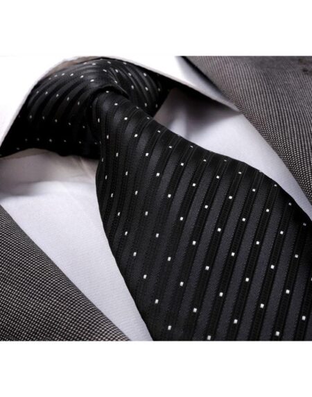 Men's jacquard Black White Premium Neck Tie With Gift Box - Identical - Amedeo Exclusive
