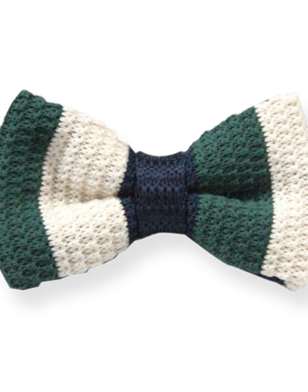 Men's Green With White Silk Knitted Bow Tie - Amedeo Exclusive