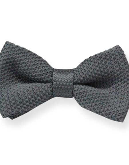 Men's Solid Grey Silk Knitted Bow Tie - Amedeo Exclusive