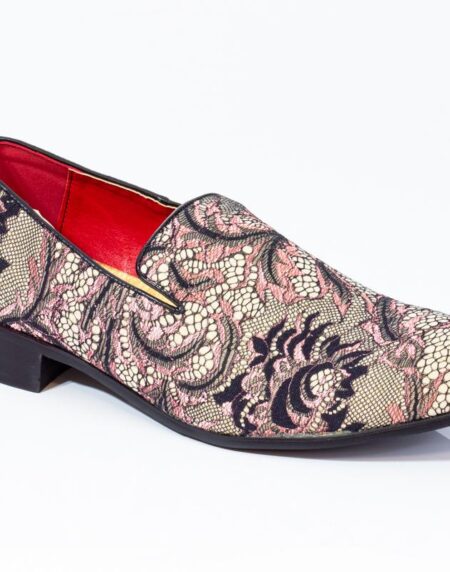 Premium Brown Multicolor Floral Textured Loafers for men designer slip on casual / dress shoes – - Amedeo Exclusive