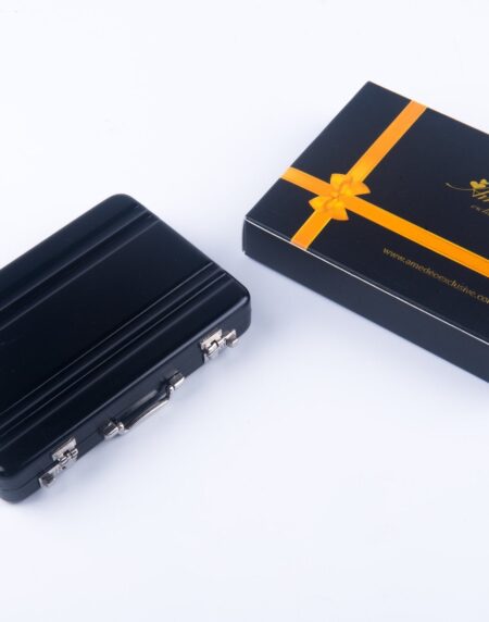 Metal Mens pocket sized Black Business Card Holder / Card Case / Visiting Card Case - Amedeo Exclusive