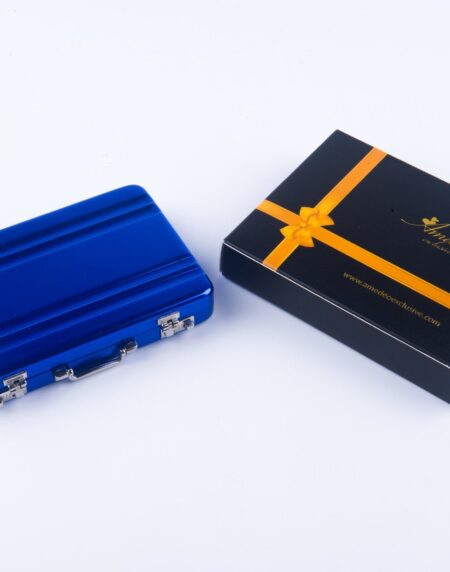 Metal Mens pocket sized Blue Business Card Holder / Card Case / Visiting Card Case - Amedeo Exclusive