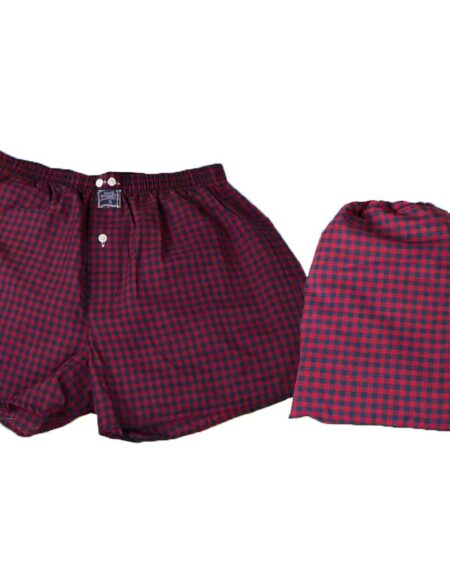 Men's Red Blue Check Cotton Boxer Brief Underwear - Amedeo Exclusive